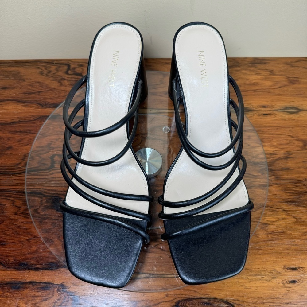 NINE WEST Strappy Open Toe Heel Sandals Platform Block Heels Size 13